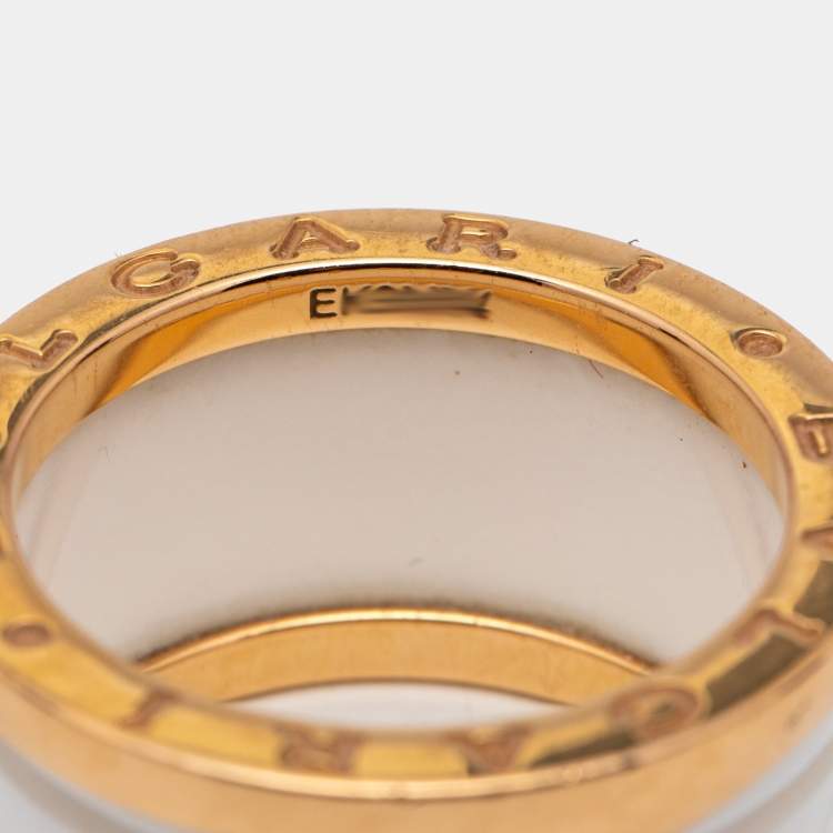 Pre Owned Bvlgari B.Zero1 Ceramic 18k Rose Gold Band Ring Size 54