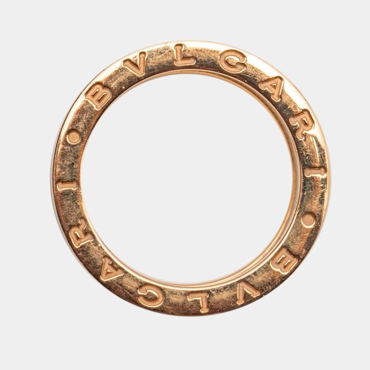 Pre Owned Bvlgari B.Zero1 Ceramic 18k Rose Gold Band Ring Size 54
