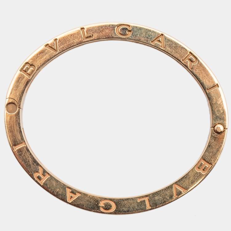 Pre Owned Bvlgari B.Zero1 Ceramic 18k Rose Gold Bangle Bracelet M