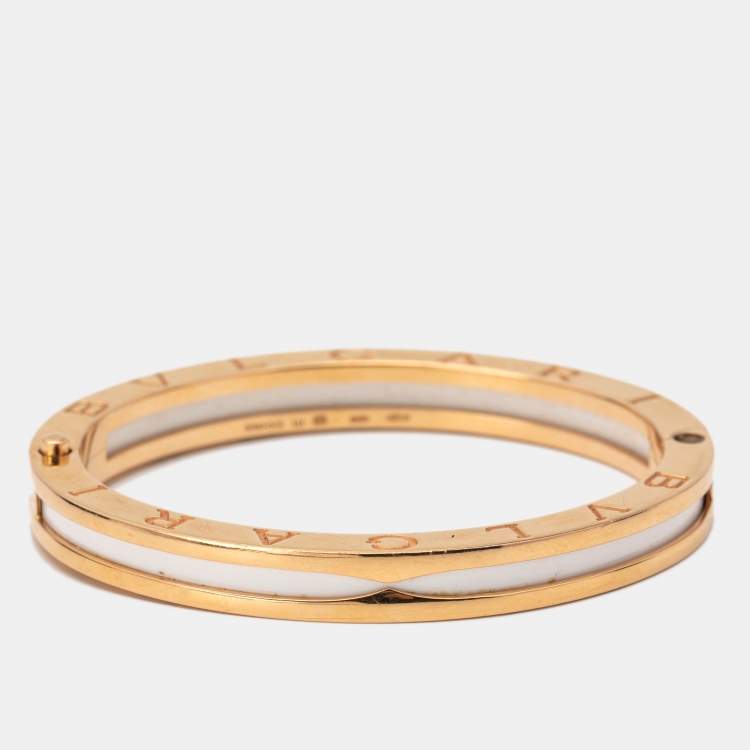 Inspired Bvlgari LOGO Bangle in 18kt Pink Gold and Black Leather for Women