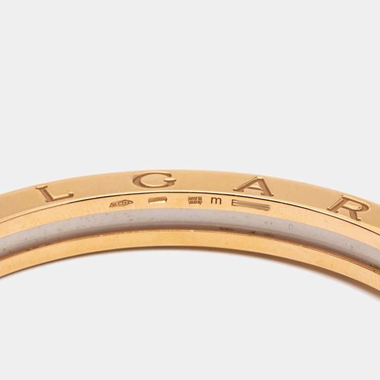 Pre Owned Bvlgari B.Zero1 Ceramic 18k Rose Gold Bangle Bracelet M