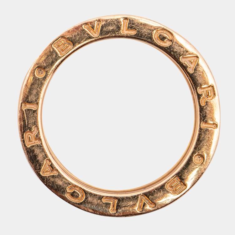 Pre Owned Bvlgari B.Zero1 White Ceramic 18k Rose Gold Band Ring Size 53