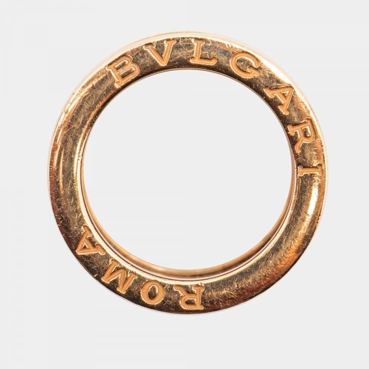 Pre Owned Bvlgari B.Zero1 Roma Bronze Ceramic 18K Rose Gold 4-Band Ring Size 48