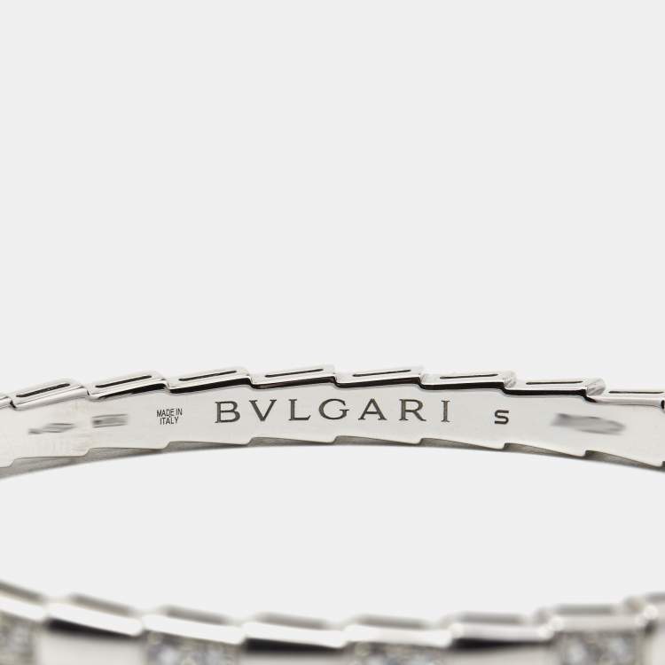 Pre Owned Bvlgari Serpenti Viper Diamonds 18k White Gold Bracelet S