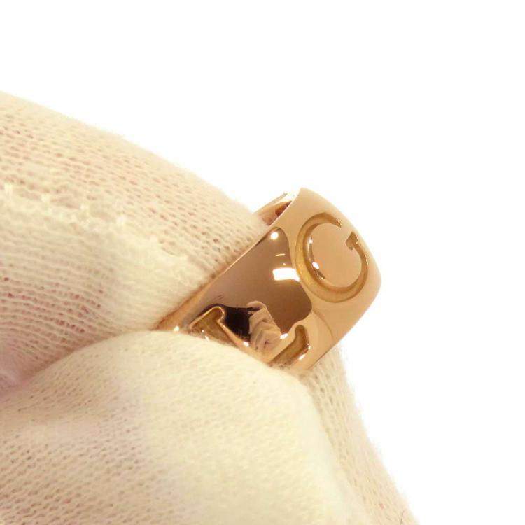 Pre Owned Bvlgari Monologo 18K Rose Gold Diamond Ring EU 51