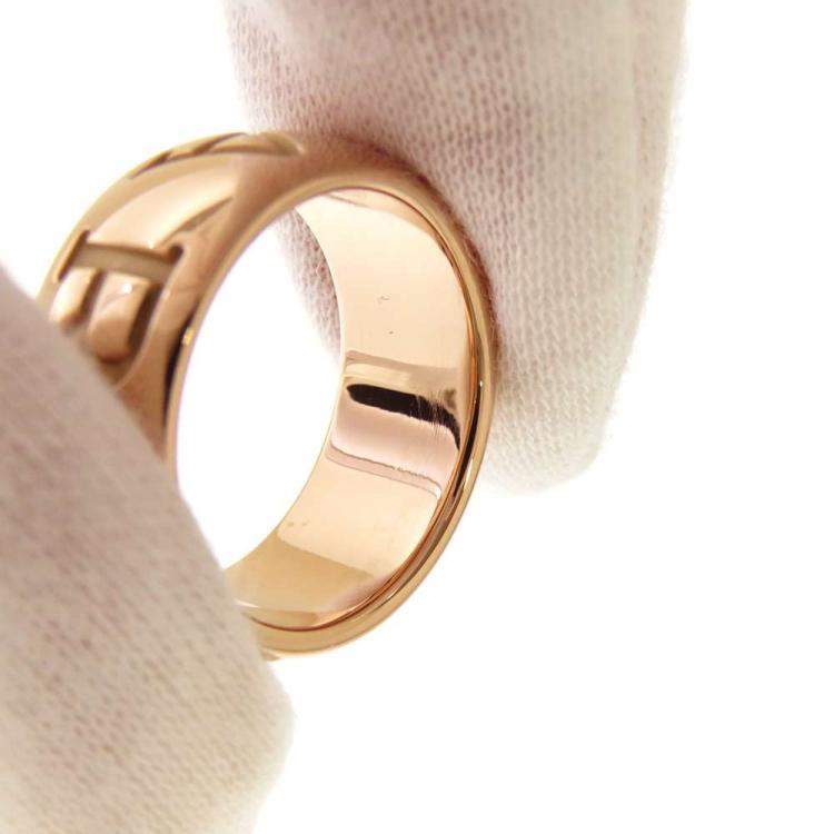 Pre Owned Bvlgari Monologo 18K Rose Gold Diamond Ring EU 51