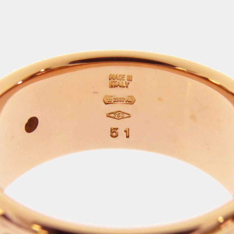 Pre Owned Bvlgari Monologo 18K Rose Gold Diamond Ring EU 51