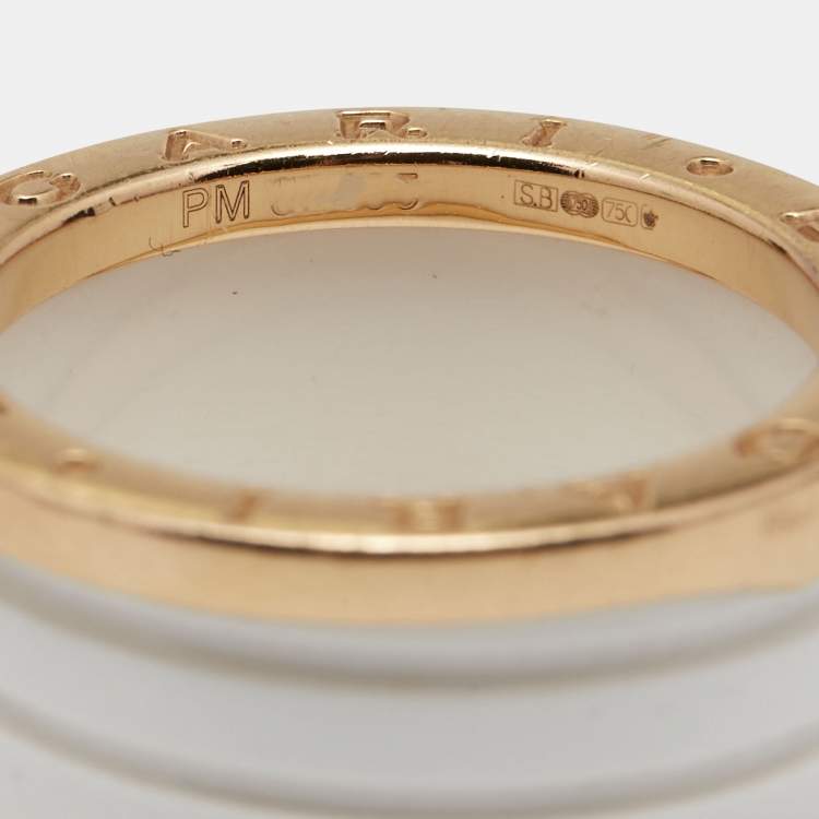 مملوكة مسبقًا Bvlgari B.Zero1 Ceramic 18k Rose Gold Band Ring Size 57