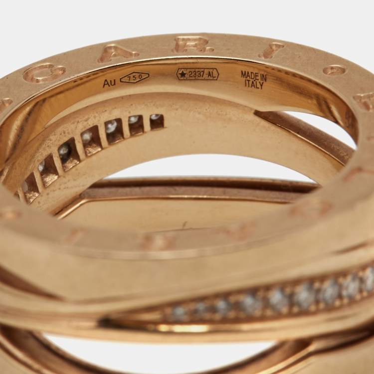 Pre Owned Bvlgari x Zaha Hadid B.Zero1 Diamond 18k Rose Gold Ring Size 54