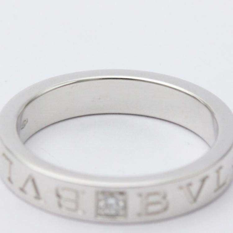 Pre Owned Bvlgari Bvlgari Bvlgari 18K White Gold Diamond Ring EU 57
