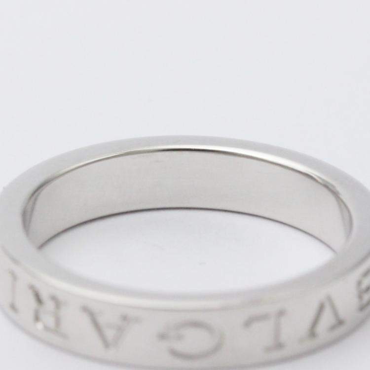Pre Owned Bvlgari Bvlgari Bvlgari 18K White Gold Diamond Ring EU 57