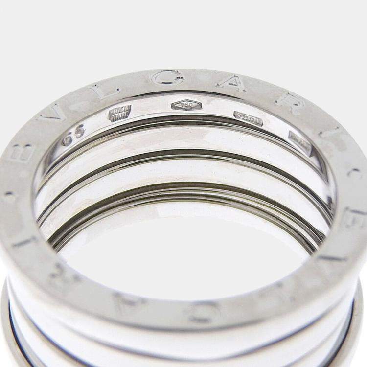 Pre Owned Bvlgari B.Zero1 18K White Gold Ring EU 53