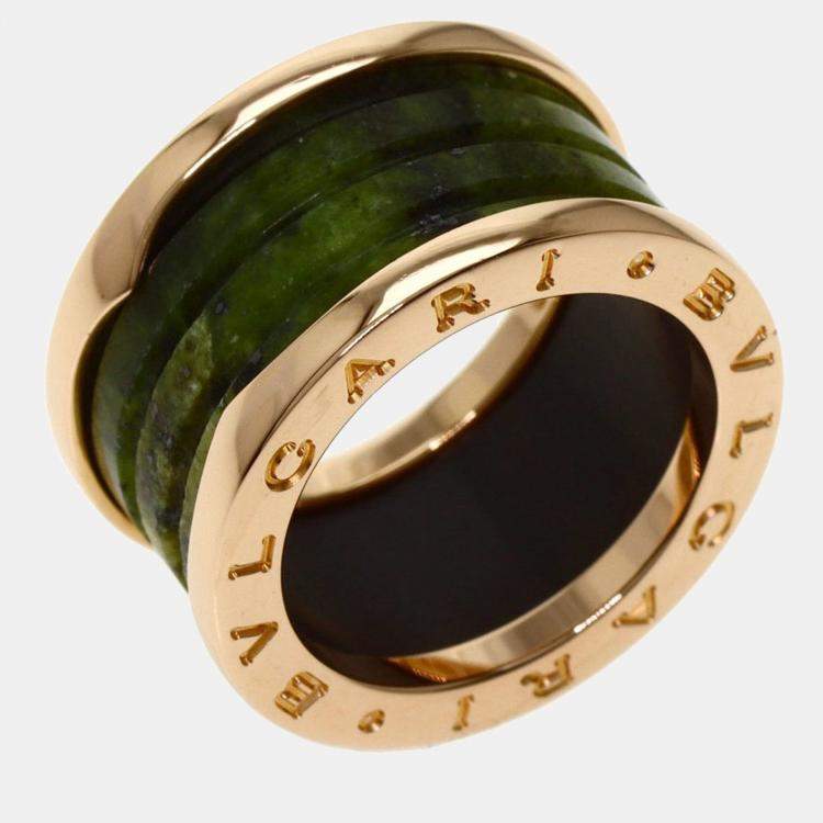 Bvlgari B.Zero1 Bohenite Green 18K Rose Gold Marble Ring EU 51 Bvlgari |  The Luxury Closet