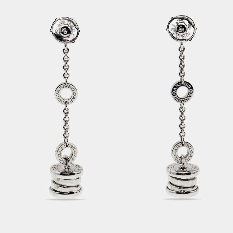 Pre Owned Bvlgari B.Zero1 18K White Gold Dangle Earrings