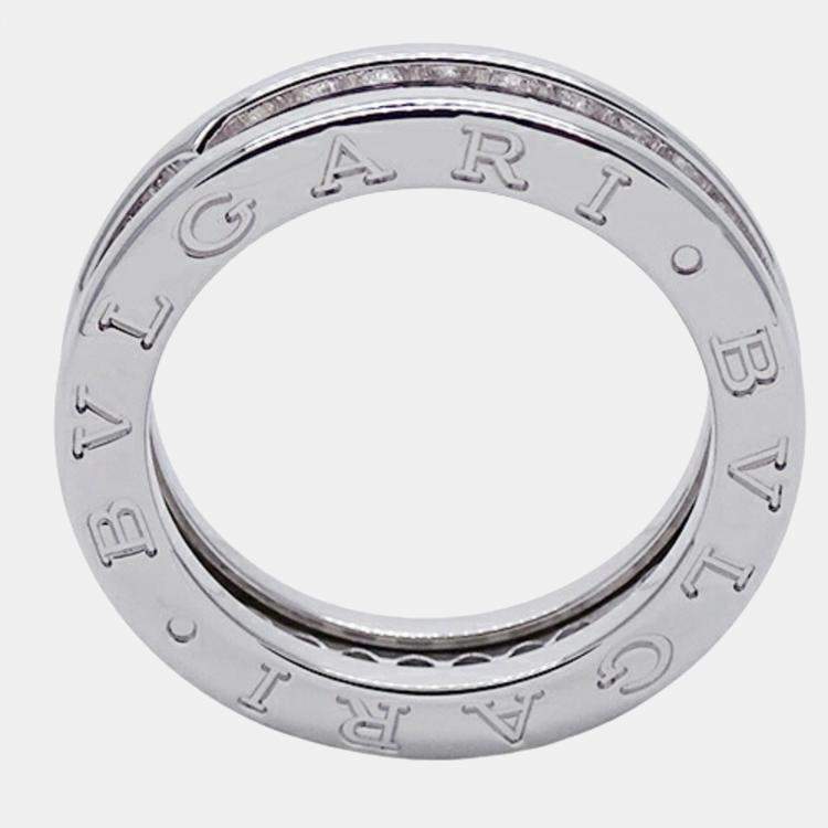 Pre Owned Bvlgari B.Zero1 18K White Gold Diamond Ring EU 51