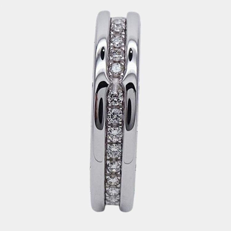 Pre Owned Bvlgari B.Zero1 18K White Gold Diamond Ring EU 51