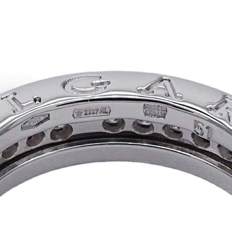 Pre Owned Bvlgari B.Zero1 18K White Gold Diamond Ring EU 51