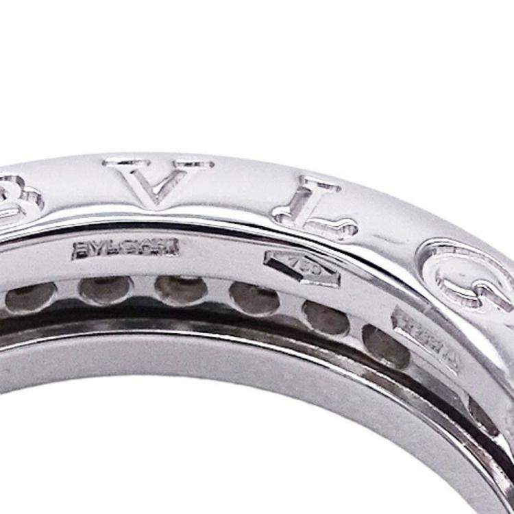 Pre Owned Bvlgari B.Zero1 18K White Gold Diamond Ring EU 51