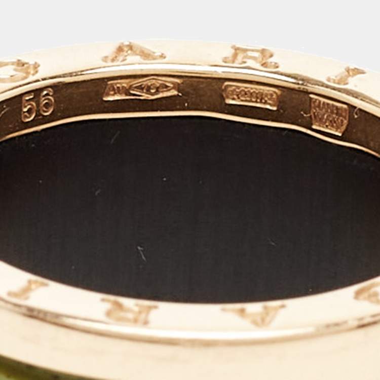 مملوكة مسبقًا Bvlgari B.Zero1 Green Marble 18K Rose Gold 4-Band Ring Size 56