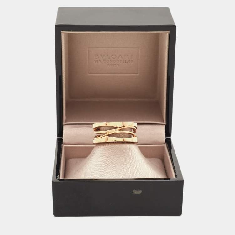 Pre Owned Bvlgari B.Zero1 Design Legend 18K Rose Gold 3-Band Ring Size 52