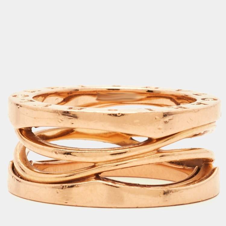Pre Owned Bvlgari B.Zero1 Design Legend 18K Rose Gold 3-Band Ring Size 52