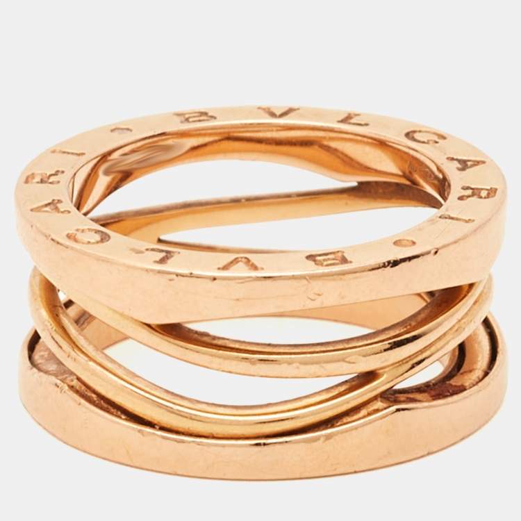 Pre Owned Bvlgari B.Zero1 Design Legend 18K Rose Gold 3-Band Ring Size 52