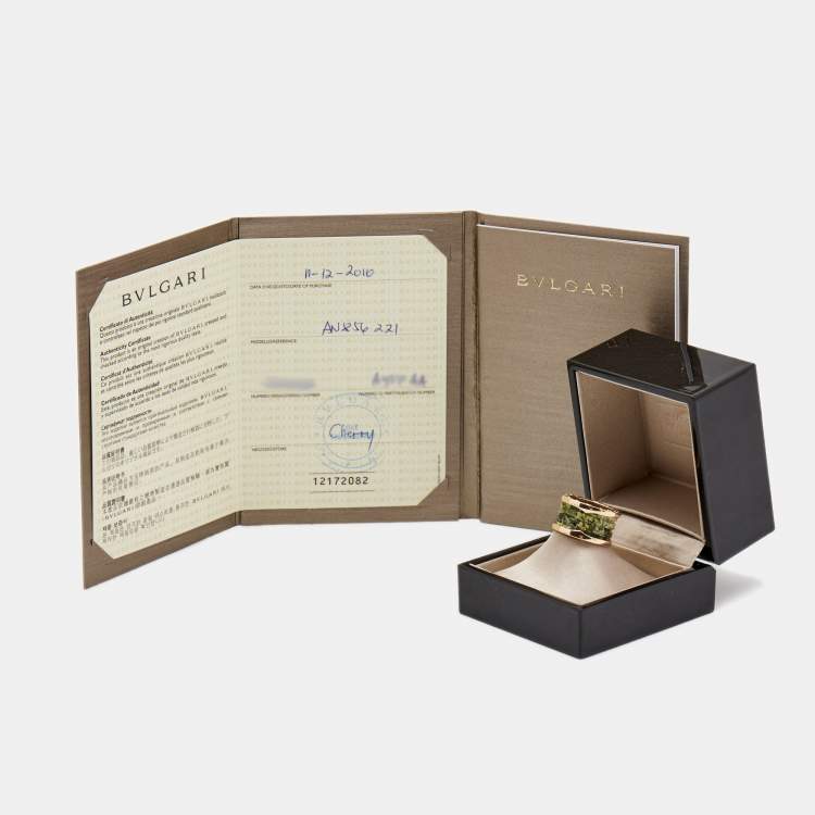 مملوكة مسبقًا Bvlgari B.Zero1 Green Marble 18K Rose Gold Band Ring Size 50