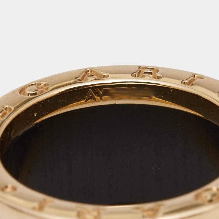 مملوكة مسبقًا Bvlgari B.Zero1 Green Marble 18K Rose Gold Band Ring Size 50