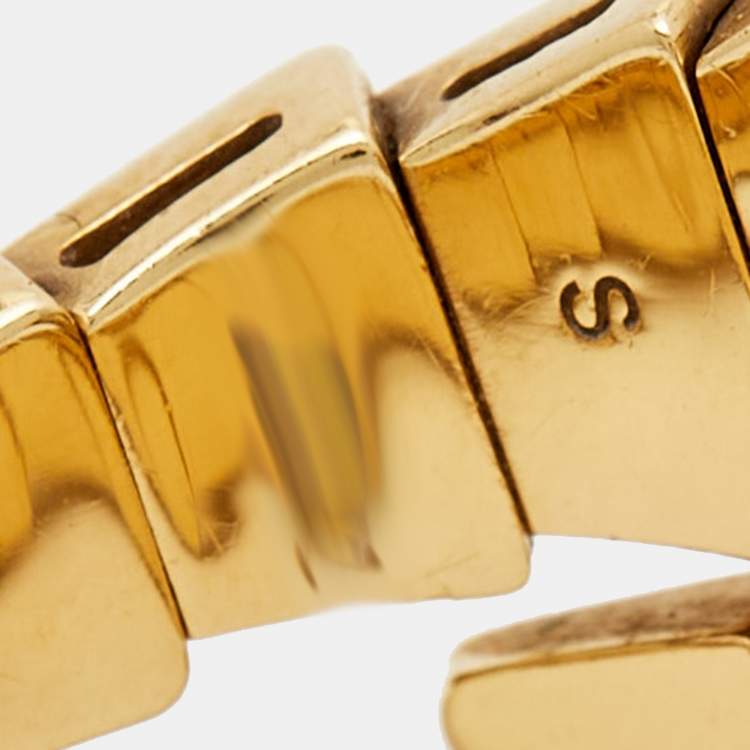 Pre Owned Bvlgari Serpenti Viper Mother of Pearl 19k Yellow Gold Ring Size 49