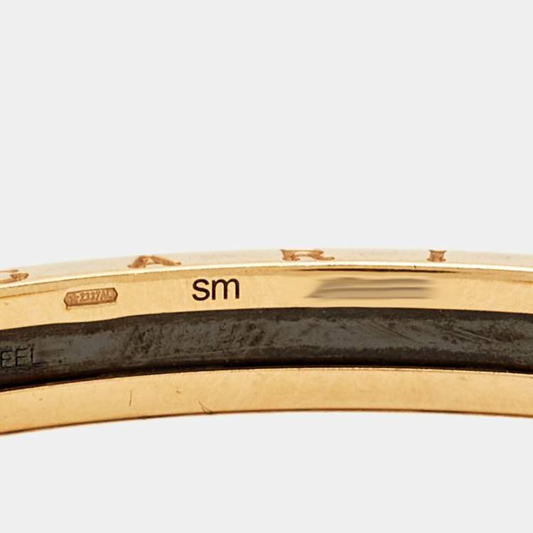 Pre Owned Bvlgari B.Zero1 18k Rose Gold Stainless Steel Open Cuff Bracelet SM