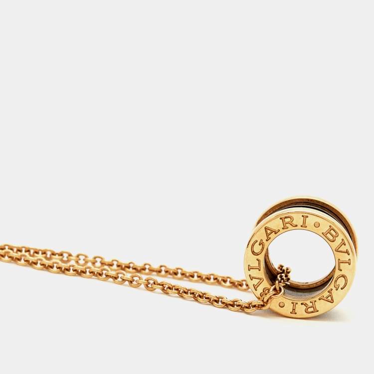 Pre Owned Bvlgari B.Zero1 Ceramic 18k Rose Gold Pendant Necklace