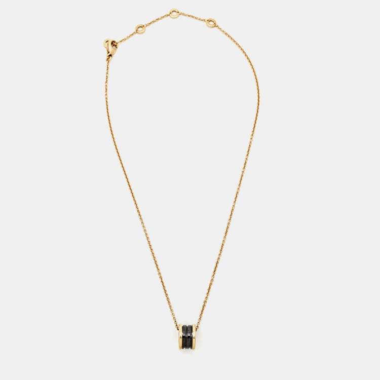 Pre Owned Bvlgari B.Zero1 Ceramic 18k Rose Gold Pendant Necklace