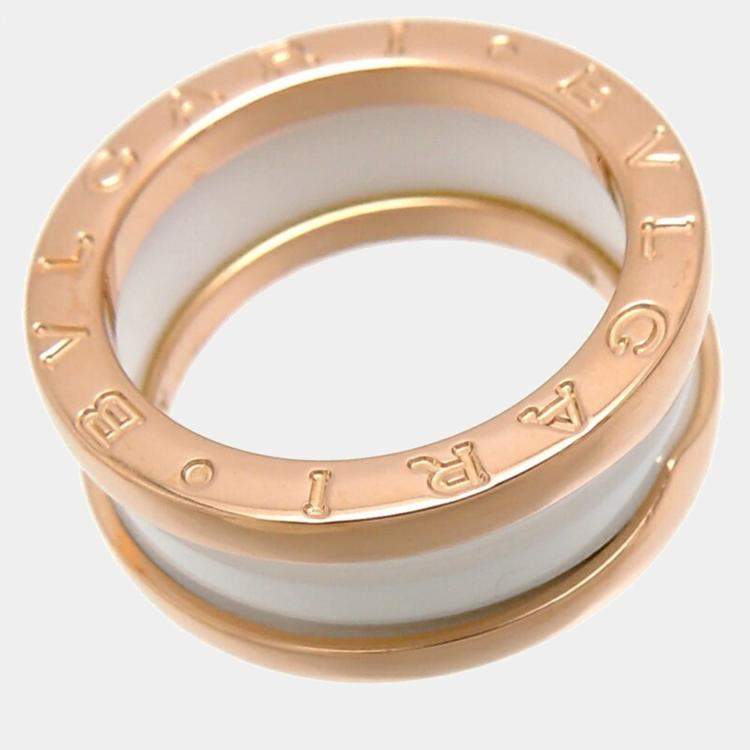 Pre Owned Bvlgari B.Zero1 18K Rose Gold Ceramic Ring EU 50
