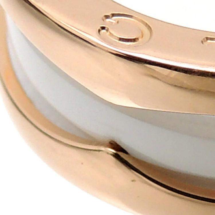 Pre Owned Bvlgari B.Zero1 18K Rose Gold Ceramic Ring EU 50