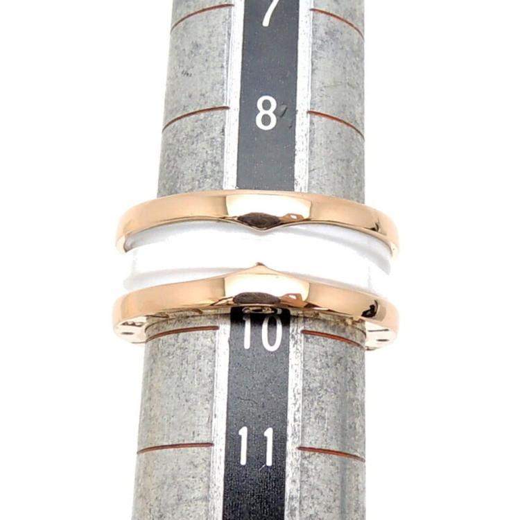 Pre Owned Bvlgari B.Zero1 18K Rose Gold Ceramic Ring EU 50