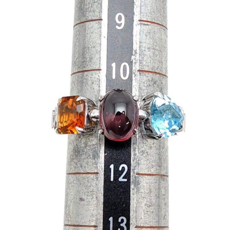Pre Owned Bvlgari Allegra Cocktail 18K White Gold Diamond and Multi Stone Ring EU 52