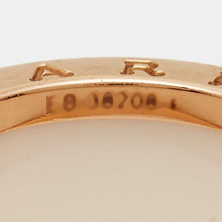 Pre Owned Bvlgari B.Zero1 White Ceramic 18k Rose Gold Band Ring Size 55