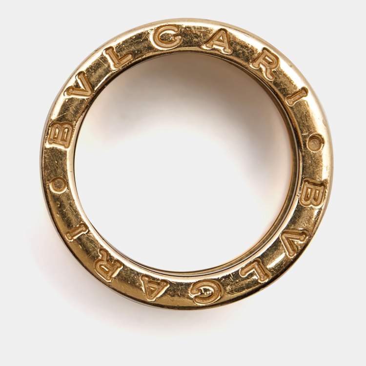 Pre Owned Bvlgari B.Zero1 4-Band Cermaic 18k Rose Gold Ring Size 50