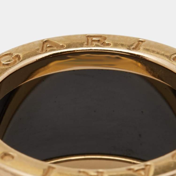 Pre Owned Bvlgari B.Zero1 4-Band Cermaic 18k Rose Gold Ring Size 50