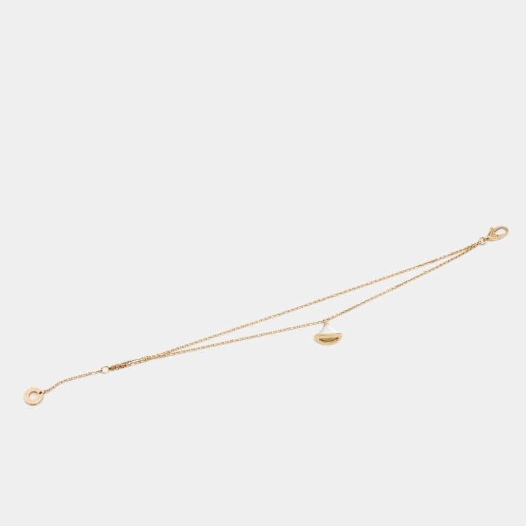 Pre Owned Bvlgari Divas' Dream Mother of Pearl 18k Rose Gold Charm Bracelet SM