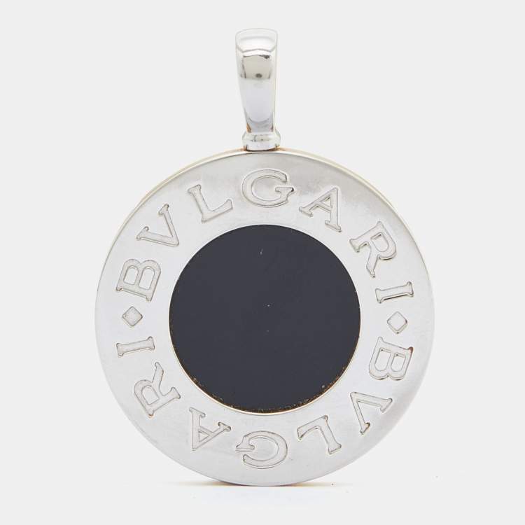 Pre Owned Bvlgari Bvlgari Onyx 18k Yellow Gold Stainless Steel Reversible Pendant