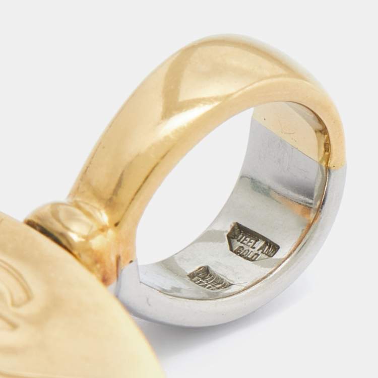 Pre Owned Bvlgari Bvlgari Onyx 18k Yellow Gold Stainless Steel Reversible Pendant