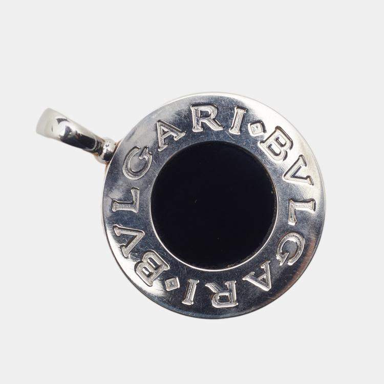 Pre Owned Bvlgari Bvlgari Onyx 18k Yellow Gold Stainless Steel Reversible Pendant
