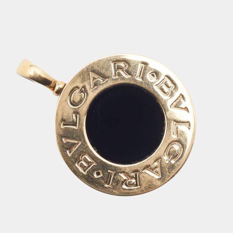 Pre Owned Bvlgari Bvlgari Onyx 18k Yellow Gold Stainless Steel Reversible Pendant