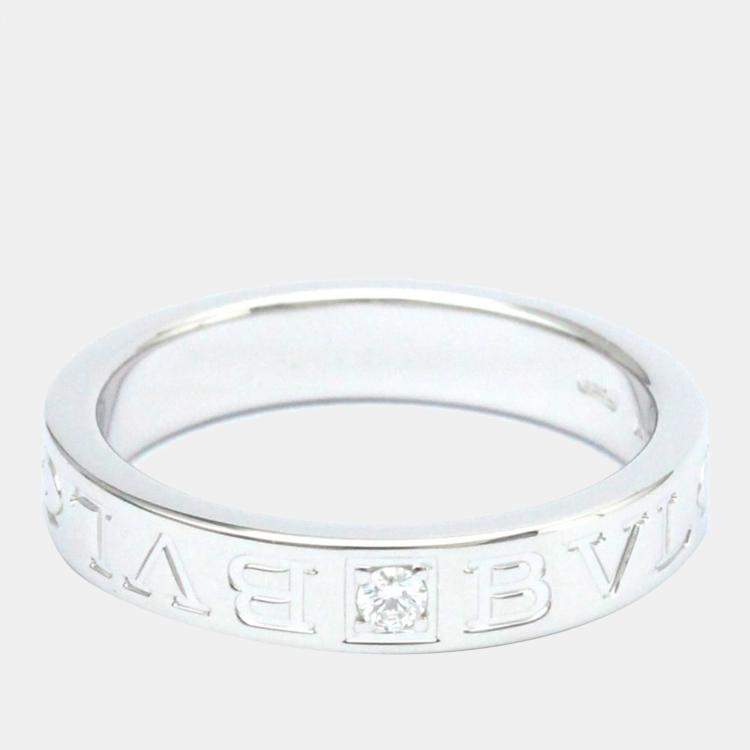 Pre Owned Bvlgari 18K White Gold Diamond Ring EU 56