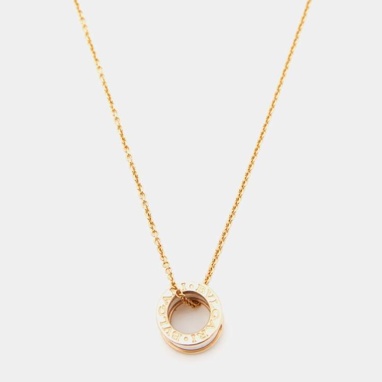 Pre Owned Bvlgari B.Zero1 Ceramic 18k Rose Gold Pendant Necklace