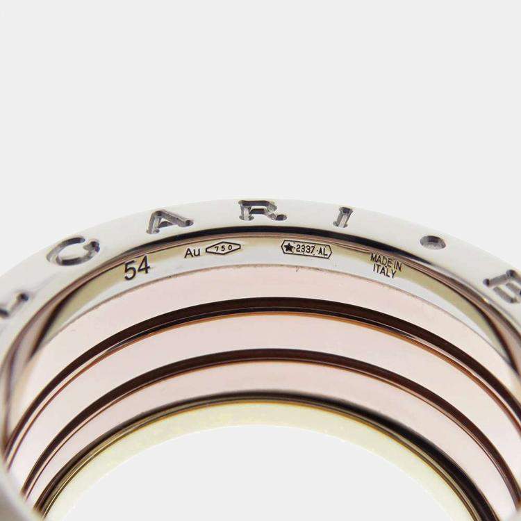 Pre Owned Bvlgari B.Zero1 18K Yellow Rose and White Gold Ring EU 54
