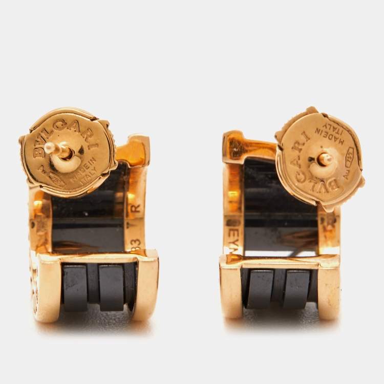 Pre Owned Bvlgari B.Zero1 Ceramic 18k Rose Gold Earrings