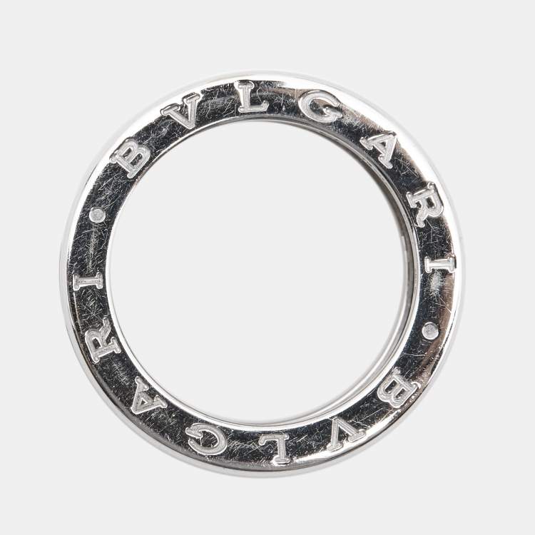 Pre Owned Bvlgari B.Zero1 Diamond 18k White Gold Band Ring Size 57