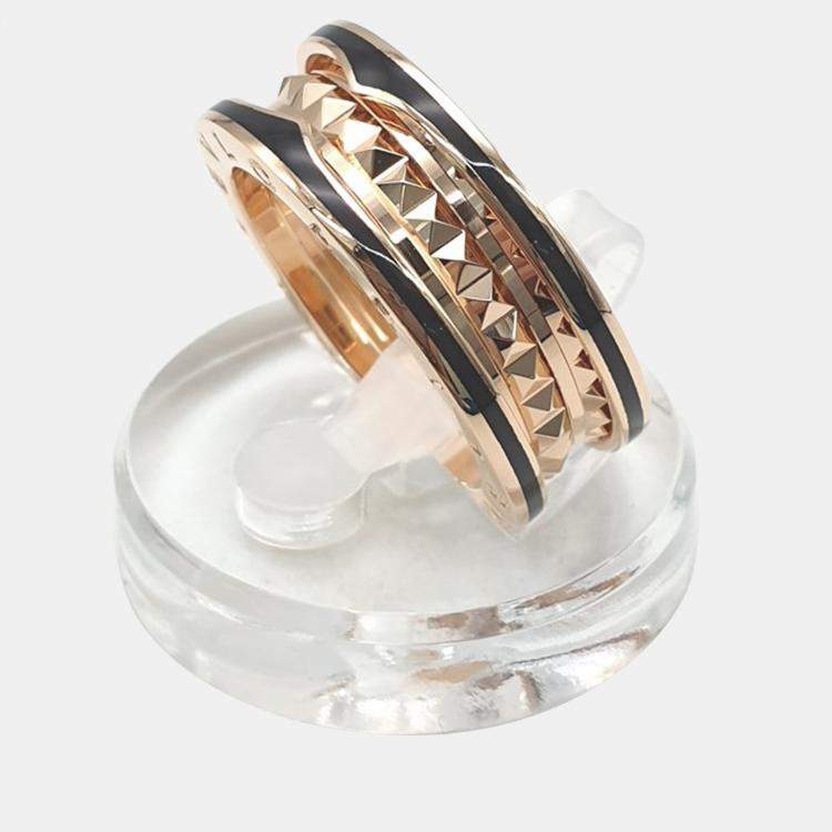 Pre Owned Bvlgari B.Zero1 18K Rose Gold Ceramic Ring EU 59